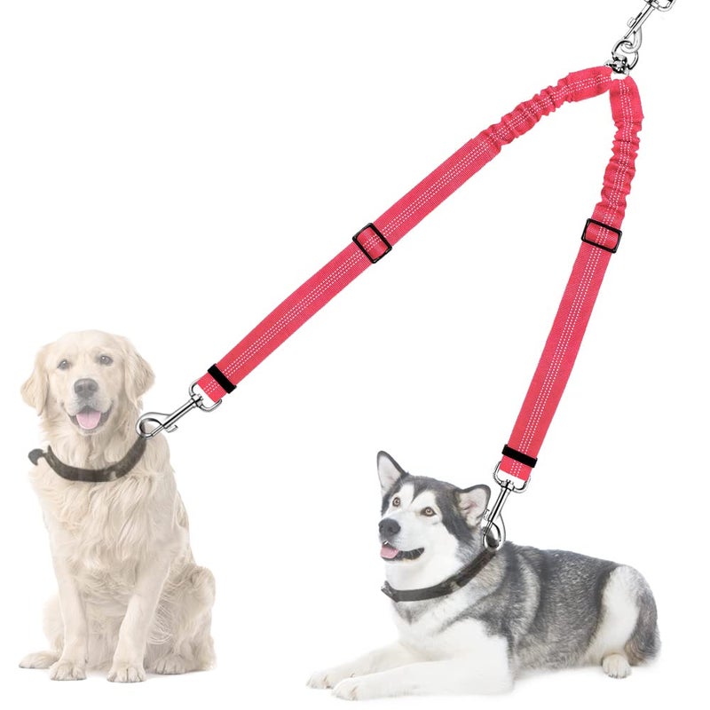 AUTOWT Double Dog Leash, No Tangle 360Â°Swivel Rotation Reflective Lead Attachment Adjustable Length Dual Two Dogs Lead Splitter, Comfortable Shock Absorbing Walking Training for 2 Dogs - Image 1
